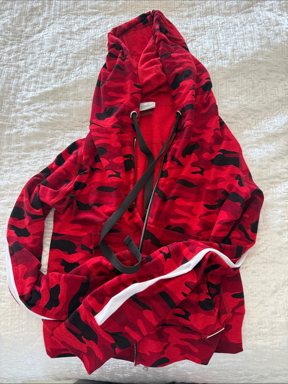 Bombshell Sportswear Red & Black Camo Zip Hoodie